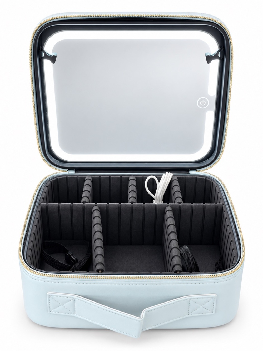 Quilted White Travel Carry Bag W LED Mirror & compartments